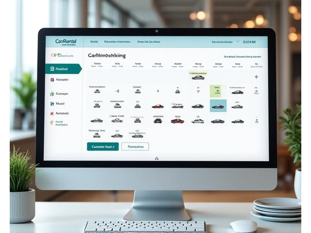 オンライン予約システムで車両の空き状況がリアルタイムで更新され、利用可能な車両がカレンダー形式で緑色にハイライト表示されている画面のスナップショット。即時予約が可能な状態を強調。
