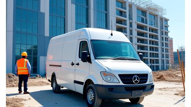 建設現場で働く作業員と車両