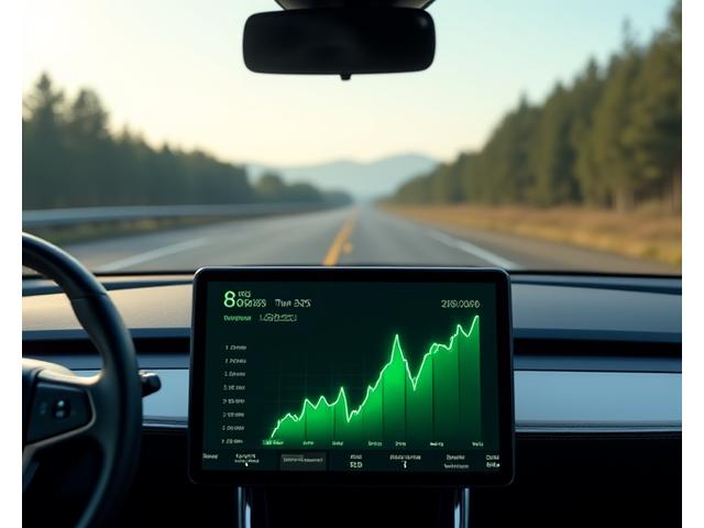 未来的な車両のダッシュボードに表示されるコスト削減のグラフ