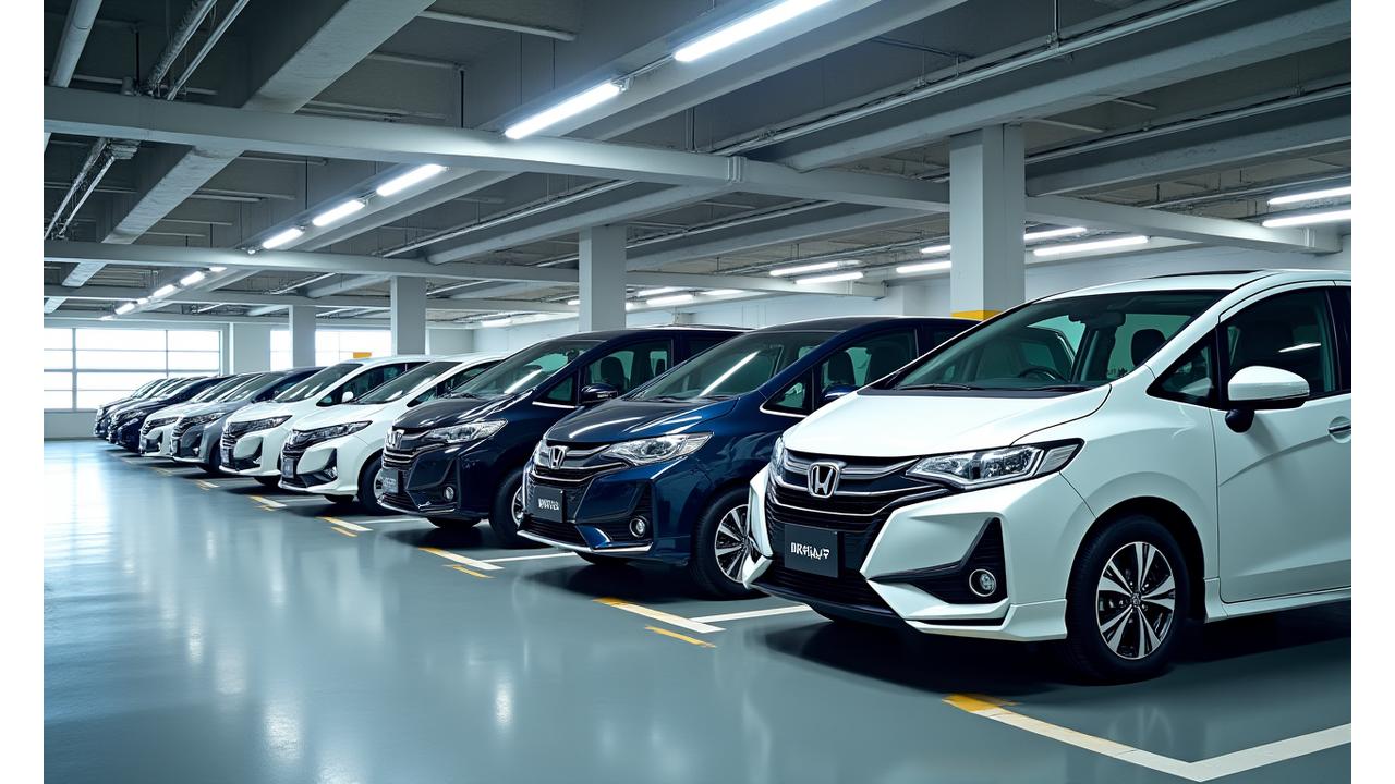 各種車両が整列し、カテゴリー分けされたレンタカーフリート