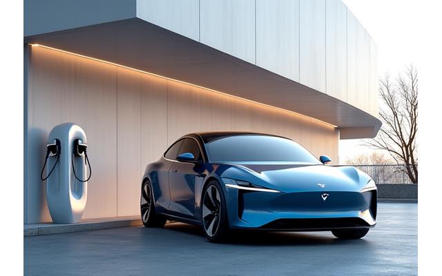 充電ステーションに停止中のEV車